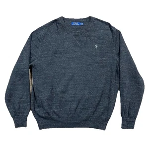 Polo Ralph Lauren Crewneck Sweater Charcoal Heather Cotton Large - Picture 1 of 7