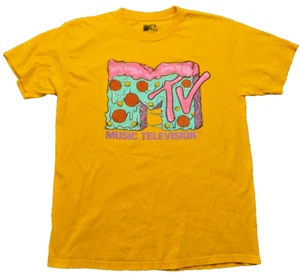 Camiseta amarilla para mujer MTV talla mediana espeluznante con logotipo de pizza - Imagen 1 de 7