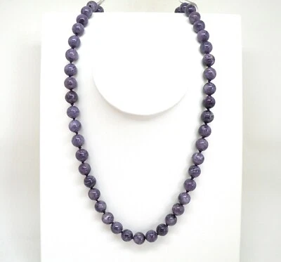 Genuine Premium Charoite 10mm bead handmade necklace.  14k Gold clasp   26" long - Image 1 of 4