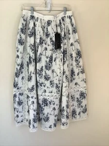 Hunter bell 10 Wilson Skirt Flamingo MIDI Skirt Blue White New Whimsical - Picture 1 of 12