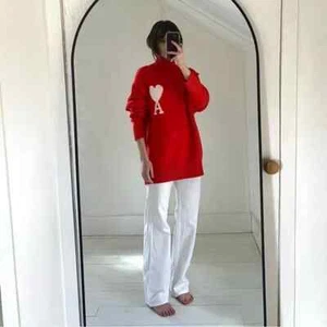 AMI Alexandre Mattiussi Ami De Coeur Wool Turtleneck Sweater Red Mens M $550 - Picture 1 of 12