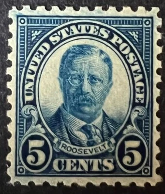 US STAMPS #586 5c ROOSEVELT  MINT MOGVLH xf85=$22.50 - Image 1 of 2