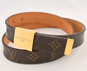 Louis Vuitton Monogram Santur Carre Belt Gold Buckle M6800 90/36 lv5607ct - Picture 1 of 10
