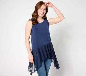 NEW Women with Control 1X Como Jersey and Mesh Trim Tunic in Navy QVC 2862 - Picture 1 of 6