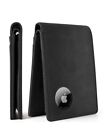 Minimalist Men's AirTag Wallet RFID Multi Card Holder Leather Wallet - BLACK