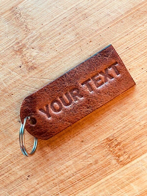79CREATIONS Leder Schlüsselanhänger leather keychain - 1x Your custom text gift