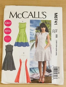 6741 McCall's Sewing Pattern Easy Petite Plus Lined Dress Flared Skirt Sz18W-24W - Picture 1 of 3