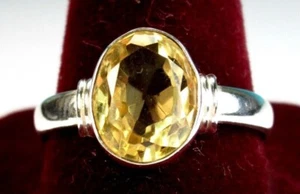 Beautiful 925 St. Silver Ring, With 1.75 Ct. 10x8 Citrine Stone, Size S - Picture 1 of 5