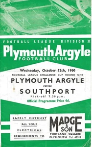 PLYMOUTH ARGYLE V SOUTHPORT ~ FA CUP 2ND ROUND ~ 12 OCTOBER 1960 - Picture 1 of 1