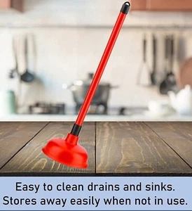 Red Sink Plunger Kitchen Sink Unblocker Heavy Duty Unblocking Effective - Picture 1 of 7
