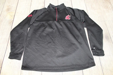 Champion Washington State WSU Cougars Black Red Logo 1/4 Zip Fleece Medium Cover