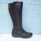 Scholl Leather Boots 7 UK 40 Euro Womens Elasticated Brown Boots Pre-loved