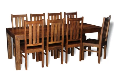 SOLID MANGO WOOD DAKOTA 220CM DINING TABLE & 8 DAKOTA CHAIRS NEW FURNITURE - Image 1 of 2
