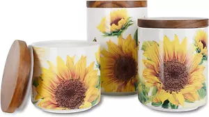 Juegos de latas de cerámica de girasol para cocina contraté de café y azúcar juego - Imagen 1 de 7