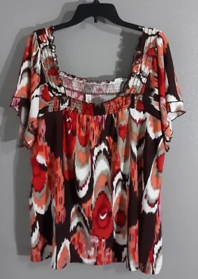 BLUSA TOP MUJER L.A. AZUL MANGA CORTA TALLA GRANDE 22/24 COLORIDO VERANO. Foto 1 de 4