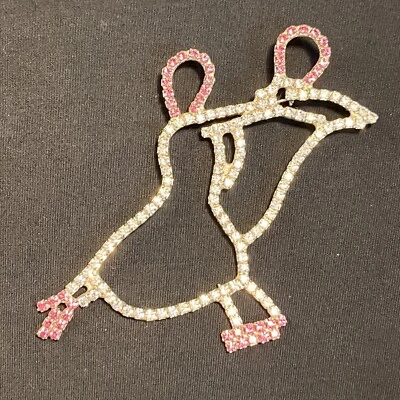 Broche de dança de salão patinação figura grande strass 3,25x 3,75” - Imagem 1 de 4