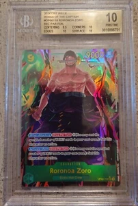 Juego de cartas coleccionables One Piece Roronoa Zoro arte antiguo BGS 10 OP-06 Wings Of The Captain anuncio de servicio público inglés - Imagen 1 de 3