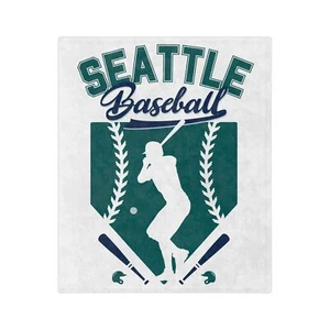 Seattle Baseball weiche Minky Decke - leichter Fleece Überwurf - grün & marine - Bild 1 von 6