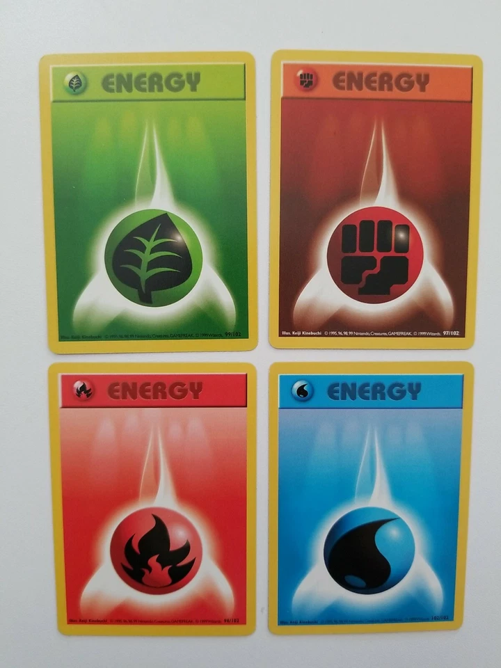 Shadowless Energy Lot Grass, Fighting, Fire, Water Base Set WOTC Pokemon LP - Image 1 of 1