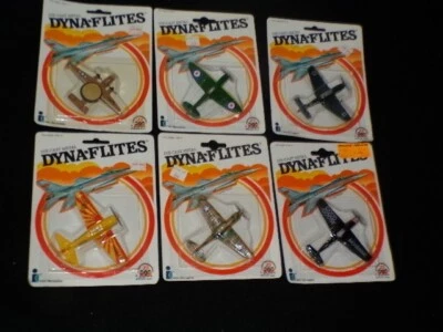 6 Dyna-Flites Die Cast Airplane Zee Toys 1982 Stuka Spitfire Hawkeye Gold Goose Foto 1 de 4