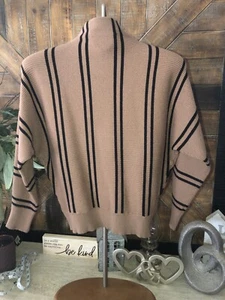 Magaschoni Shirt Women’s S Long Sleeve Light Sweater Striped Brown - Picture 1 of 5