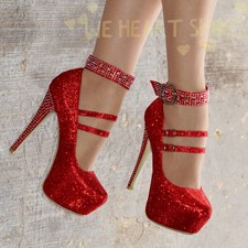 red evening shoes