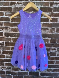 NWT THE CHILDREN'S PLACE GIRLS 5-6 3D FLOWER  TUTU DRESS PURPLE SEQUINS TULLE - Picture 1 of 2