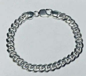 Rhodium Plated Sterling Silver 9mm Miami Cuban Link 8.5" Bracelet  - Picture 1 of 3