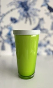 MCM Mid-Century Modern Green Blown Glass Vase Lime Green Hand Blown Vessel 1970s - Picture 1 of 4
