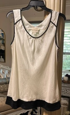 Camiseta sin mangas DKNY seda negra con cuentas de seda talla L Foto 1 de 4