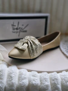 New gold sequin flat shoes size 4 37 - Picture 1 of 6