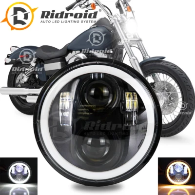 5-3/4" 5.75 Round LED Headlight H4 Fit for Harley Davidson Sportster 883 1200 - Image 1 of 4