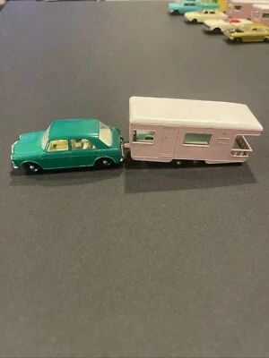 Vintage Matchbox Series No.64 Lesney Green MG 1100 / No 23 Caravan Trailer - Image 1 of 3