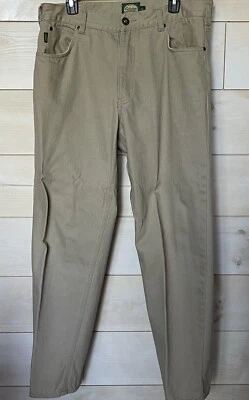 CABELAS Men's 36 X 32 30 Beige Heavy Cotton Twill 5 Pocket Jeans Work Pants - Image 1 of 4