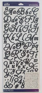 Large Black Aphrodite Glitter Alphabet Letters Numbers Scrapbook Stickers Sticko - Picture 1 of 3