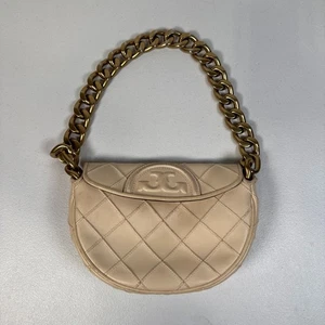 Tory Burch Accessories Off-White Fleming Mini Crescent Bag (READ) - Picture 1 of 15