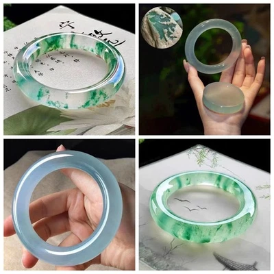 Certified natural quartzite jade round bar Patterned bracelet fashion jewelry - Image 1 of 4