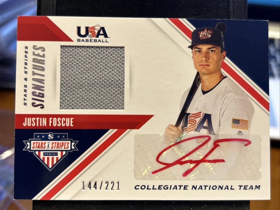2020 Panini USA Baseball Stars & Stripes Signatures /221 Justin Foscue Auto - Image 1 of 2