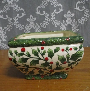 Pacific Rim Christmas Square Bowl Vintage Stechpalme und Beeren handbemalt - Bild 1 von 7