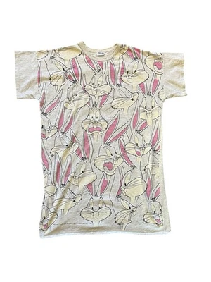 Camiseta Pijama Vintage 1992 Flirts Looney Tunes Bugs Bunny Gris AOP Foto 1 de 4