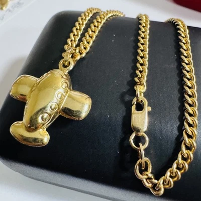 "Tobillera de avión con dije de oro real saudí fino puro de 18 quilates 750 9,5"" de largo 3,2 mm 5,5 g" Foto 1 de 4