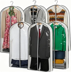 Organizador de ropa colgante con fundas de 4 con fuelle juego de 6 Traje claro - Bild 1 von 12
