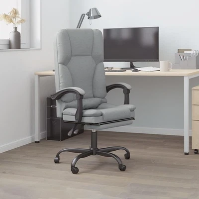 Fauteuil de Massage Inclinable de Bureau Chaise Siège Gris Clair Tissu vidaXL - Photo 1/4