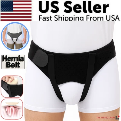 Hernia Support Belt Men Truss For Inguinal With 2 Removable Compression Pads US - Image 1 of 4