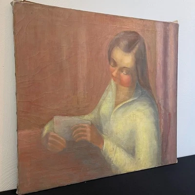 Vintage Expressionist Style Scholarly Woman Name on Stretcher Robert Brackman ? - Image 1 of 4