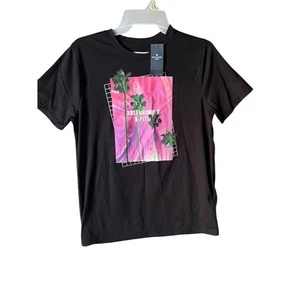 Abercrombie Kids Unisex Palm Tree Graphic T-Shirt Black Size 16 - Picture 1 of 4