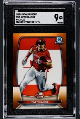 OWEN CAISSIE 2023 Bowman Chrome WBC Orange REFRACTOR WBC-5 23/25 SGC 9! - Image 1 of 2