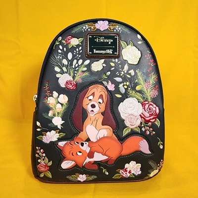 Loungefly Disney The Fox and The Hound Copper & Todd Floral Mini Backpack NEW - Image 1 of 4