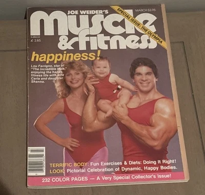 LOU FERRIGNO W/ Family - Muscle & Fitness Bodybuilding Magazine - March 1982 - Image 1 of 2