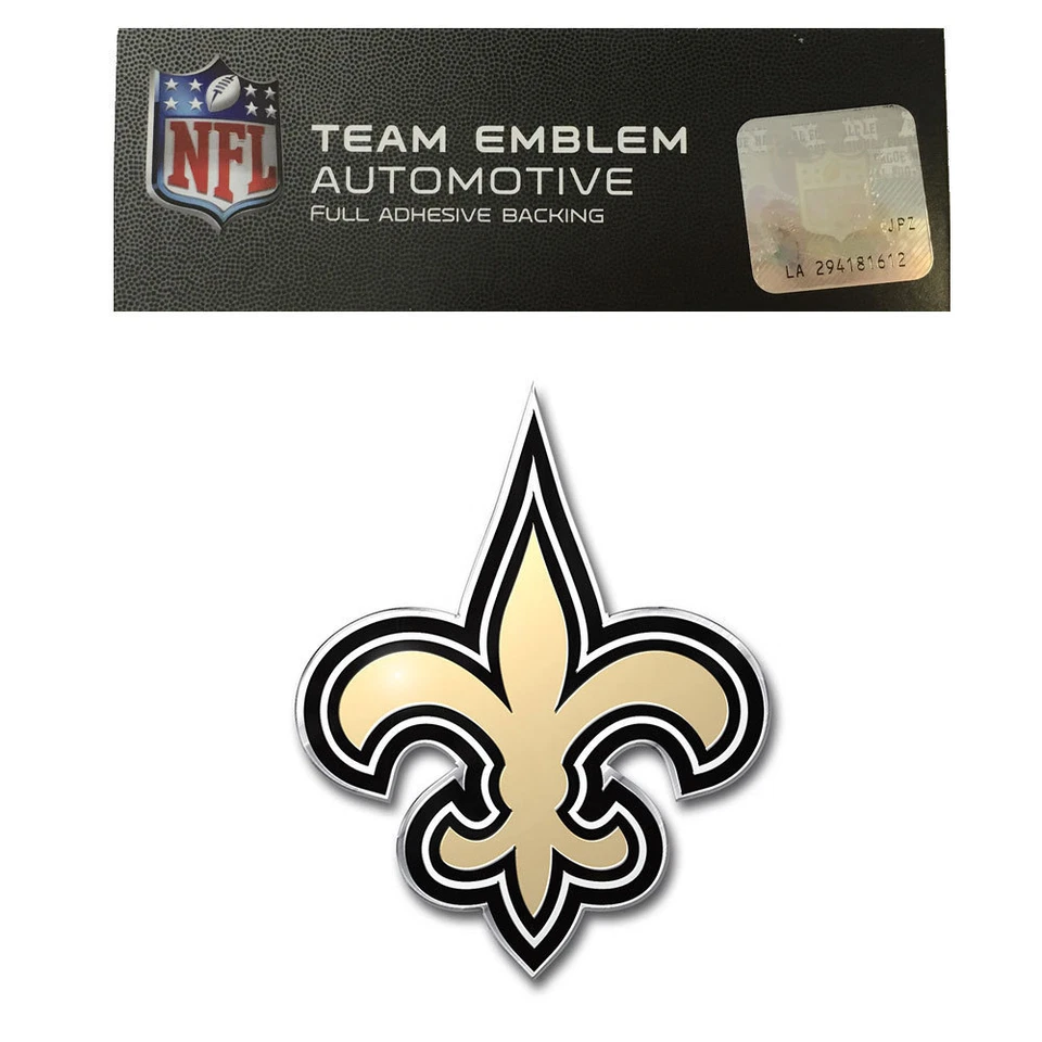 NFL Orleans Saints Aluminum Auto Emblem Decal Size Aprx. 3 x 3 1/2 inches - Image 1 of 1